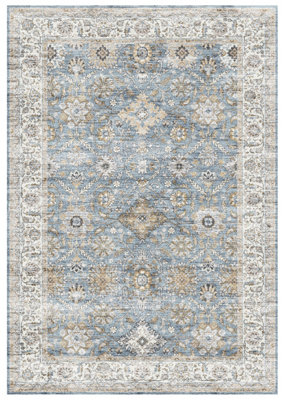 B&Q Blue Traditional Rug 170Cmx120cm
