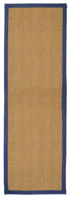 B&Q Brown, Blue Herringbone Weave Large Rug, (L)180Cm X (W)60Cm