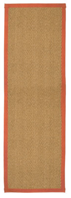 B&Q Brown, Orange Herringbone Weave Large Rug, (L)180Cm X (W)60Cm