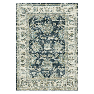 B&Q Silk Road Blue Perla Medium Rug, (L)160Cm X (W)120Cm