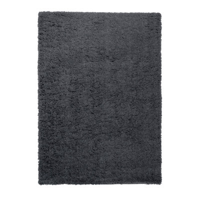 B&Q Supersoft Charcoal Plain Medium Rug, (L)170Cm X (W)120Cm