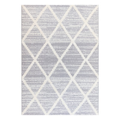 B&Q Maya Grey Berber Shaggy Medium Rug, (L)160Cm X (W)120Cm