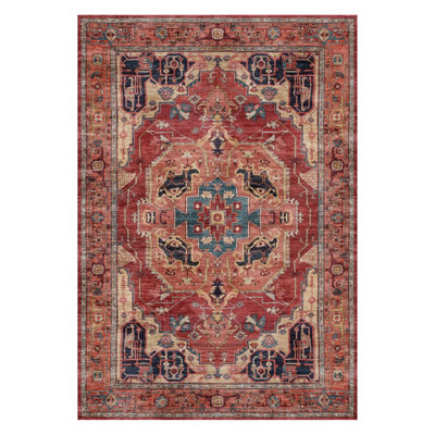 B&Q Persian Chenille Red Traditional Medium Rug, (L)170Cm X (W)120Cm