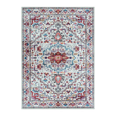 B&Q Persian Chenille Multicoloured Woven Effect Medium Rug, (L)170Cm X (W)120Cm
