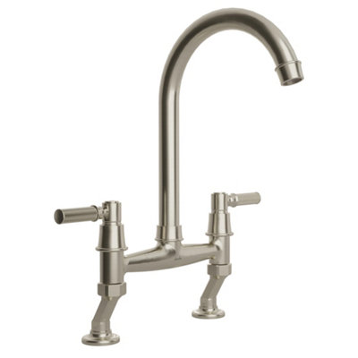Abode Ridge Nickel Effect Kitchen Bridge Mixer Tap