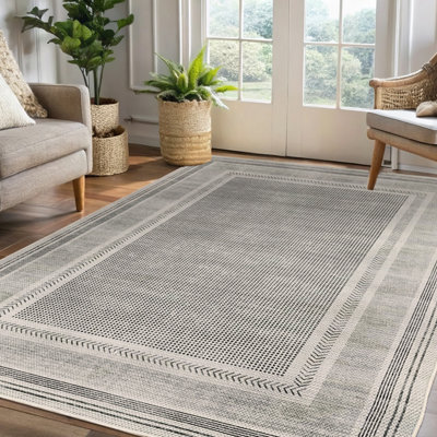 B&Q Stone Border Medium Rug, (L)160Cm X (W)120Cm