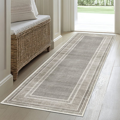 B&Q Stone Border Design Medium Runner, (L)180Cm X (W)60Cm