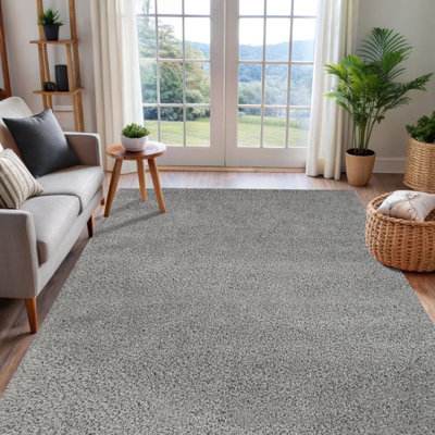B&Q Light Grey Plain Large Rug, (L)220Cm X (W)160Cm