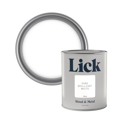 Lick Pure Brilliant White Gloss Metal & Wood Paint, 750Ml