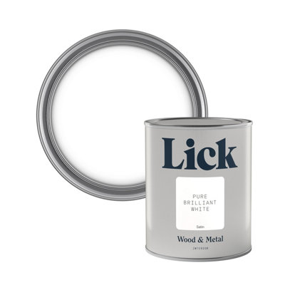Lick Pure Brilliant White Satin Metal & Wood Paint, 750Ml