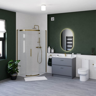 Sensio Nebula Brass Effect Oval Wall-Mounted Bathroom Illuminated Mirror (H)80Cm (W)50Cm