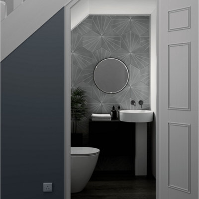 Sensio Aspect Black Circular Wall-Mounted Bathroom Illuminated Mirror (H)50Cm (W)50Cm