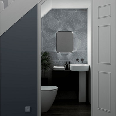 Sensio Black Rectangular Wall-Mounted Bathroom Illuminated Mirror (H)50Cm (W)39Cm