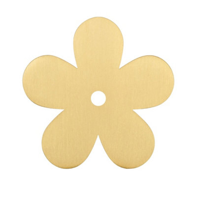 Plank Hardware Ada Gold Effect Brass Flower Cabinet Knob Backplate