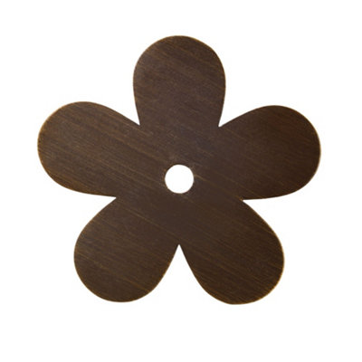 Plank Hardware Ada Bronze Effect Brass Flower Cabinet Knob Backplate