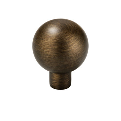 Plank Hardware Bobbin Satin Brass Antique Brass Effect Round Cabinet Knob (Dia)32Mm