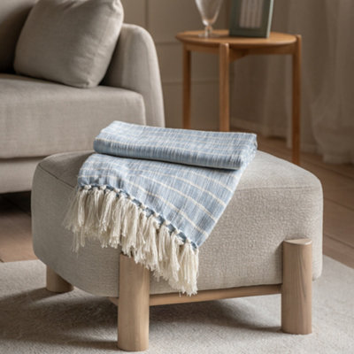 Gallery™ Blue & White Striped Woven Striped Throw (L) 170Cm X (W) 130Cm