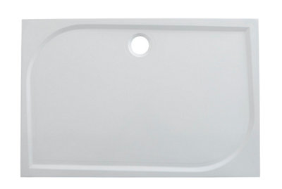 Goodhome Limski Gloss White Rectangular Reversible Drainer Shower Tray (L)800Mm (W)1000Mm (H) 28Mm