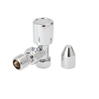 Flomasta Gloss Chrome Effect Angled Manual Radiator Valve (Dia)15Mm, Pack Of 2