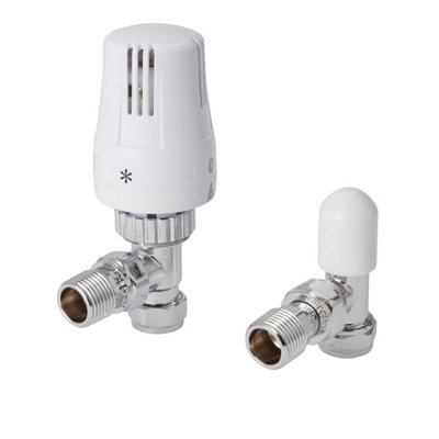 Flomasta Polished Angled Radiator Valve & Lockshield (Dia)15Mm X ½"