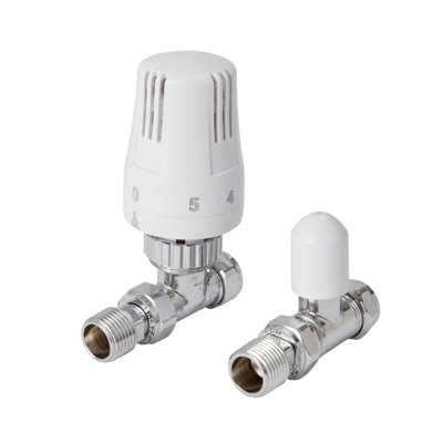 Flomasta Polished Straight Radiator Valve & Lockshield (Dia)15Mm X ½"