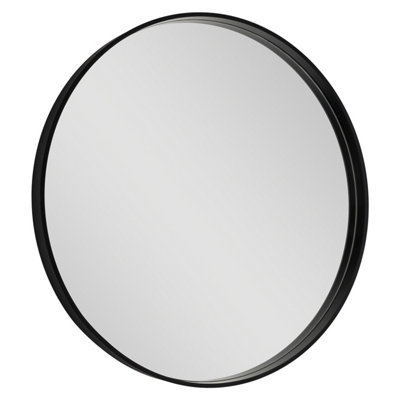 Goodhome Tisa Black Round Wall-Mounted Bathroom Mirror (H)60Cm (W)60Cm