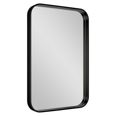 Goodhome Tisa Black Rectangular Wall-Mounted Bathroom Mirror (H)60Cm (W)40Cm