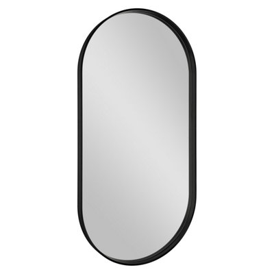 Goodhome Tisa Black Oval Wall-Mounted Bathroom Mirror (H)80Cm (W)40Cm