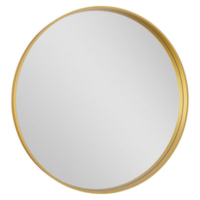 Goodhome Tisa Gold Effect Round Wall-Mounted Bathroom Mirror (H)60Cm (W)60Cm