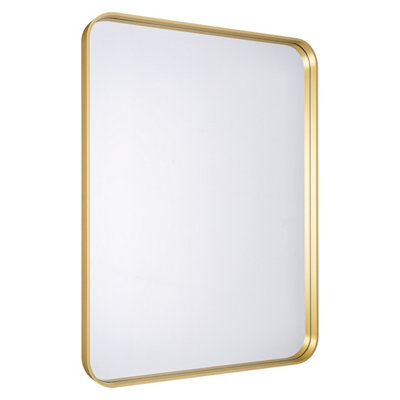 Goodhome Tisa Gold Effect Rectangular Wall-Mounted Bathroom Mirror (H)60Cm (W)80Cm