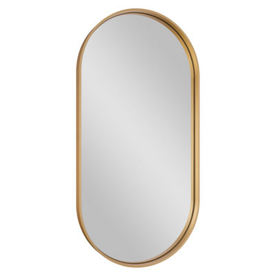 Goodhome Tisa Gold Effect Oval Wall-Mounted Bathroom Mirror (H)80Cm (W)40Cm