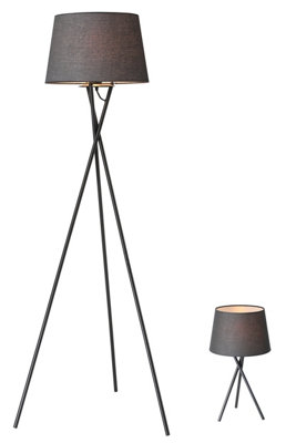 Goodhome Gooban Matt Black Floor & Table Lamp