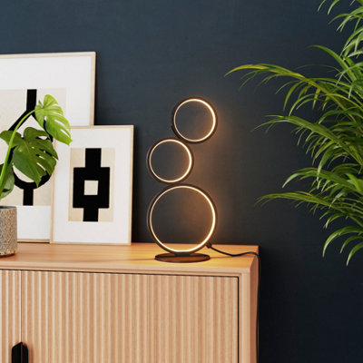 Goodhome Samana Round Matt Black Integrated Led Table Lamp