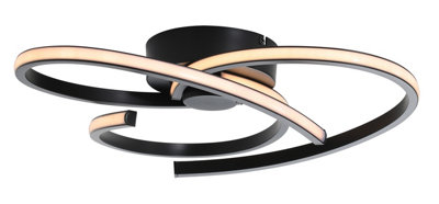 Goodhome Samana Round Matt Metal & Plastic Black Led Ceiling Light