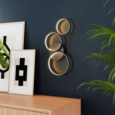 Goodhome Samana Matt Black Wired Led Wall Light