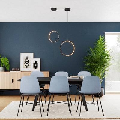 Goodhome Samana Round Matt Black Led Pendant Ceiling Light, (Dia)380Mm