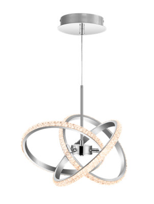Goodhome Round Beaded Metal & Plastic Chrome Effect Led Entwined Ceiling Light