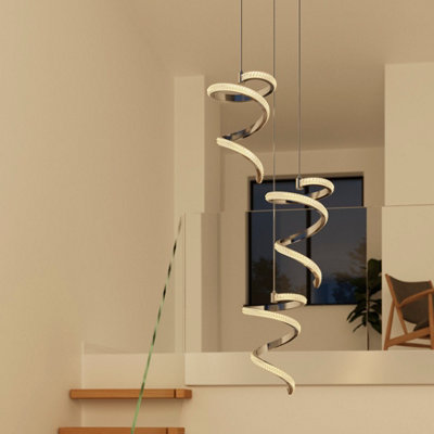 Goodhome Darien Geometric Chrome Effect Led Pendant Ceiling Light, (Dia)380Mm