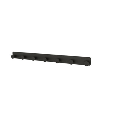 Goodhome Koros Matt Black Steel 7 Hook Rail (L)482Mm (H)40Mm