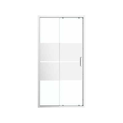 Goodhome Ledava Chrome Effect Clear Glass Striped Sliding Shower Door (H)195Cm (W)120Cm