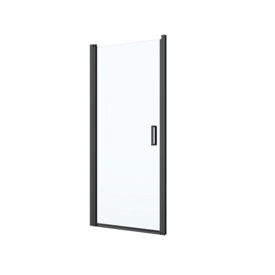 Goodhome Ledava Black Clear Glass Pivot Shower Door (H)195Cm (W)90Cm