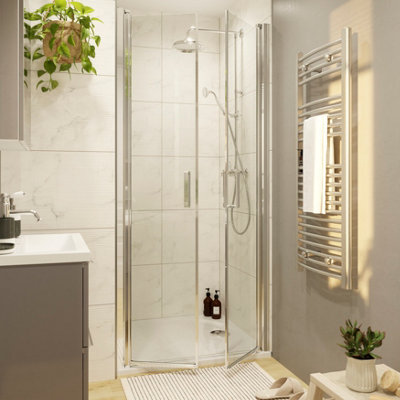 Goodhome Ledava Chrome Effect Clear Glass Western Shower Door (H)195Cm (W)90Cm