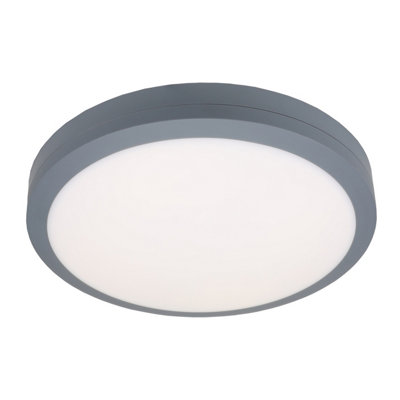 Goodhome Tilman Grey Wired Led Bulkhead Light (Dia) 39Cm