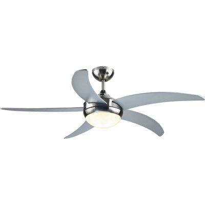 Goodhome Hanki Modern Silver Chrome Effect Ceiling Fan Light