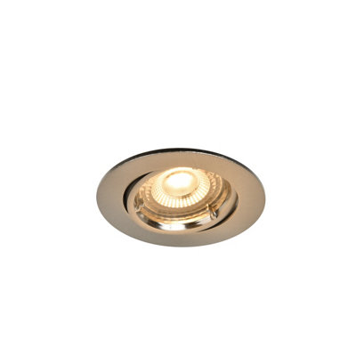 Goodhome Salk Brushed Chrome Nickel Effect Adjustable Led Warm White Downlight 4.8W Ip20