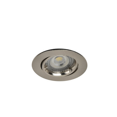 Goodhome Salk Brushed Chrome Nickel Effect Adjustable Led Warm White Downlight 4.8W Ip20, Pack Of 3