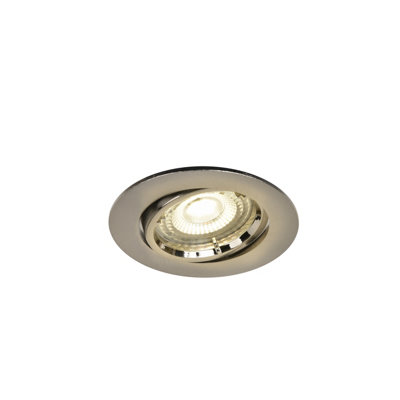 Goodhome Salk Brushed Chrome Nickel Effect Adjustable Led Neutral White Downlight 4.8W Ip20
