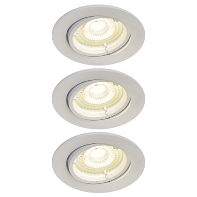 Goodhome Salk White Adjustable Led Neutral White Downlight 4.8W Ip20, Pack Of 3