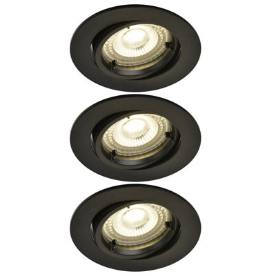 Goodhome Salk Black Adjustable Led Neutral White Downlight 4.8W Ip20, Pack Of 3