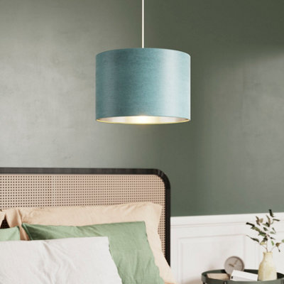 Goodhome Bodmin Light Blue Silver Effect Round Lamp Shade (D)30Cm
